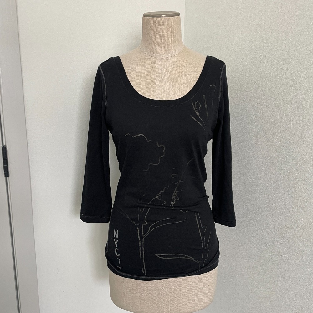American Eagle Y2K Top Blouse Women's S Black NYC Scoop Logo Bella Swan Elena